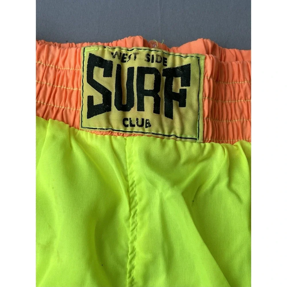 Vintage Wes Raise Surf Company Boy Shorts Boxing Yellow Nylon Retro Size 10‎
